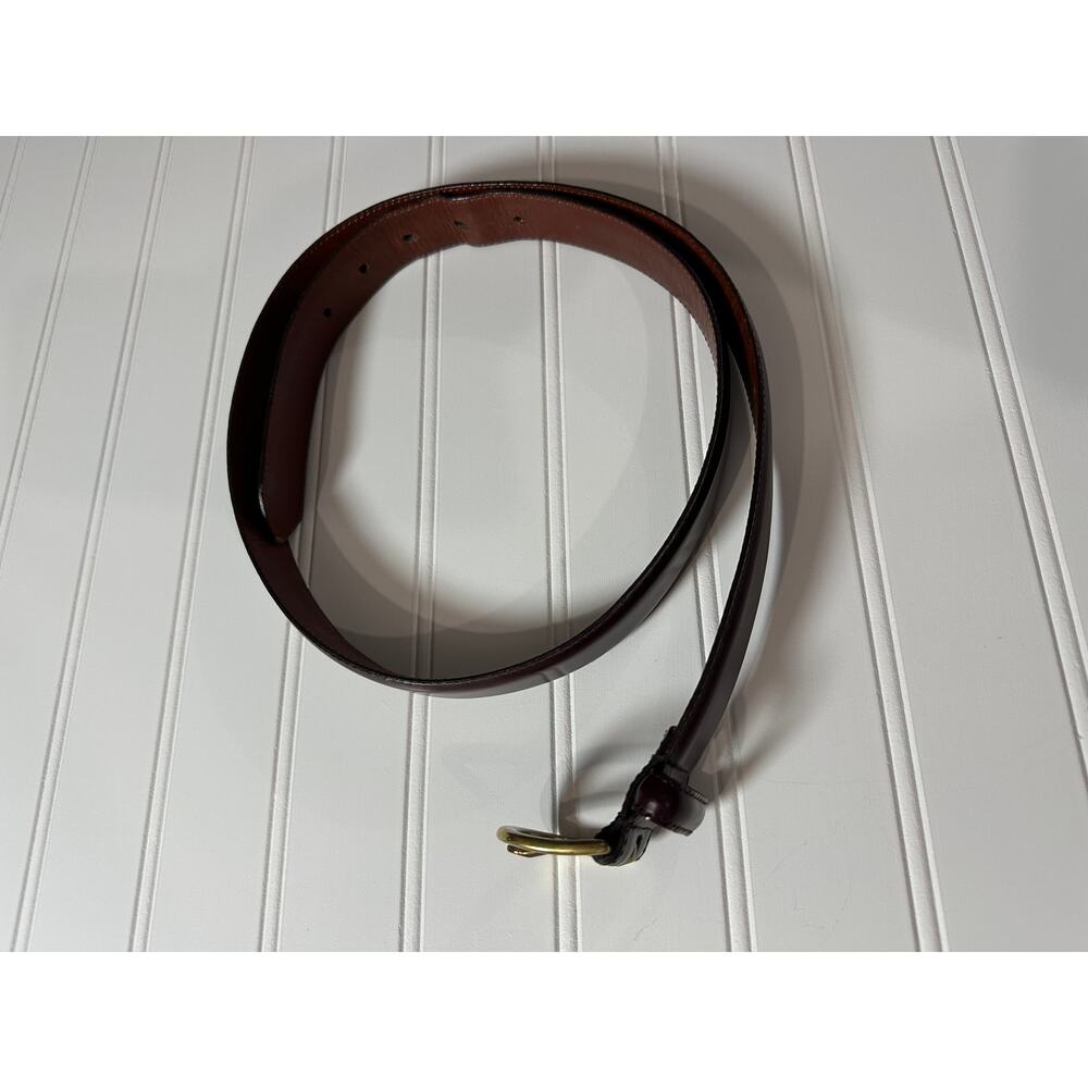 Vintage Coach Model 3921 Burgundy Leather Belt Solid Brass Buckle - Picture 3 of 9